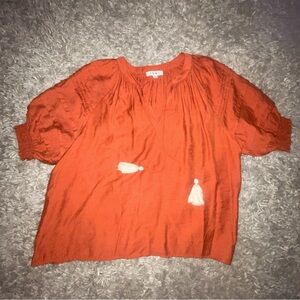 THML Anthropologie Blouse Women’s Sz S Orange Boho Hippie